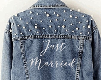 oversized denim jacket with pearls