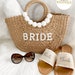 Ladies Personalised Pearl Beach Bag, Hand Bag, Bride Straw Bag, Mrs Wifey Bride, Gift for Bride, Honeymoon Gift, Gift for Girlfriend Fiancee
