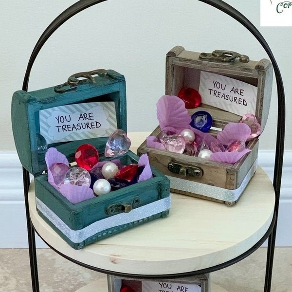 You Are Treasured,Mothers Day Gift, Thank You Gift, Galentines Day Gifts, Mini Treasure Chest, Tiered Tray Mothers Day, Treasure Chest Decor