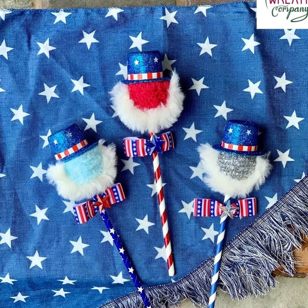 Uncle Sam Lollipops, America Lollipops, Fourth of July Lollipops, Uncle Sam Hat, Patriotic Lollipops, Red White Blue Handmade Lollipops