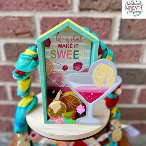 Summer Tiered Tray Decor: Fruity Cocktail Mini Sign