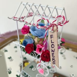 Flower Cart Tiered Tray Decor Mini White Metal Flower Cart
