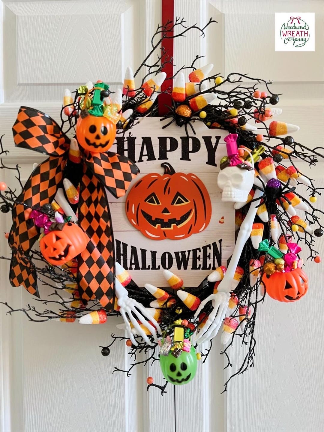 Halloween Trick or Treat Candy Bucket Pumpkin Wreath - Etsy