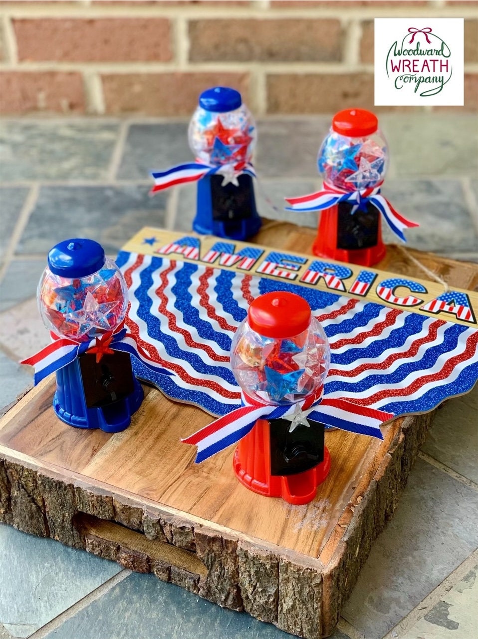July 4th Wood Patriotic Stars  Gumball Machine Filler  Tiered Tray Decor   Fourth of July Table Scatter Bowl Filler  USA