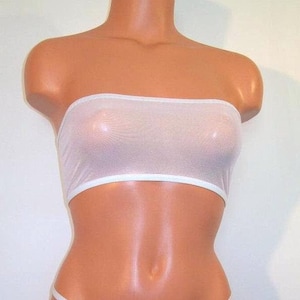 White Spandex sheer Micro Mesh Tube Top Lingerie Sunwear