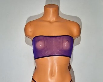 Purple Spandex Sheer Micro Mesh Tube Top Lingerie Sunwear - Etsy