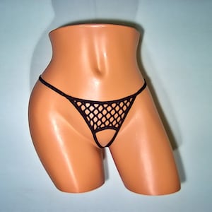Black big hole fishnet full open g-string lingerie pantie
