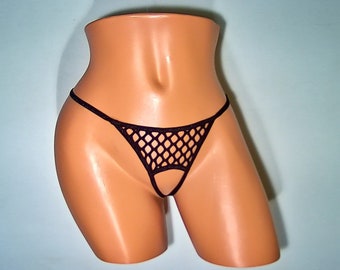 Black big hole fishnet full open g-string lingerie pantie