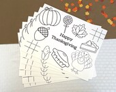 Thanksgiving Coloring Placemats, Fall Thanksgiving Kids Placemats, Kids Table Decor, Friendsgiving coloring placemat, Paper Placemats