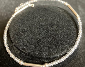 Sterling Silver and Crystal Bangle Bracelet