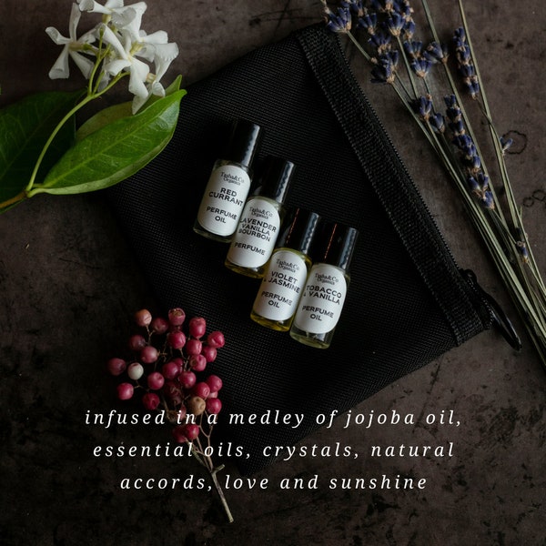 NATURAL PERFUME OIL Sampler Set |4 samples | unisex | essential oils |scents that evoke emotion and attraction| hypoallergenic