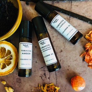 COLOGNE OILS for MEN - Tobacco Sandalwood Collection - Bold Confident Earthy Musk - Naturally Sourced |Essential Oils| Unisex