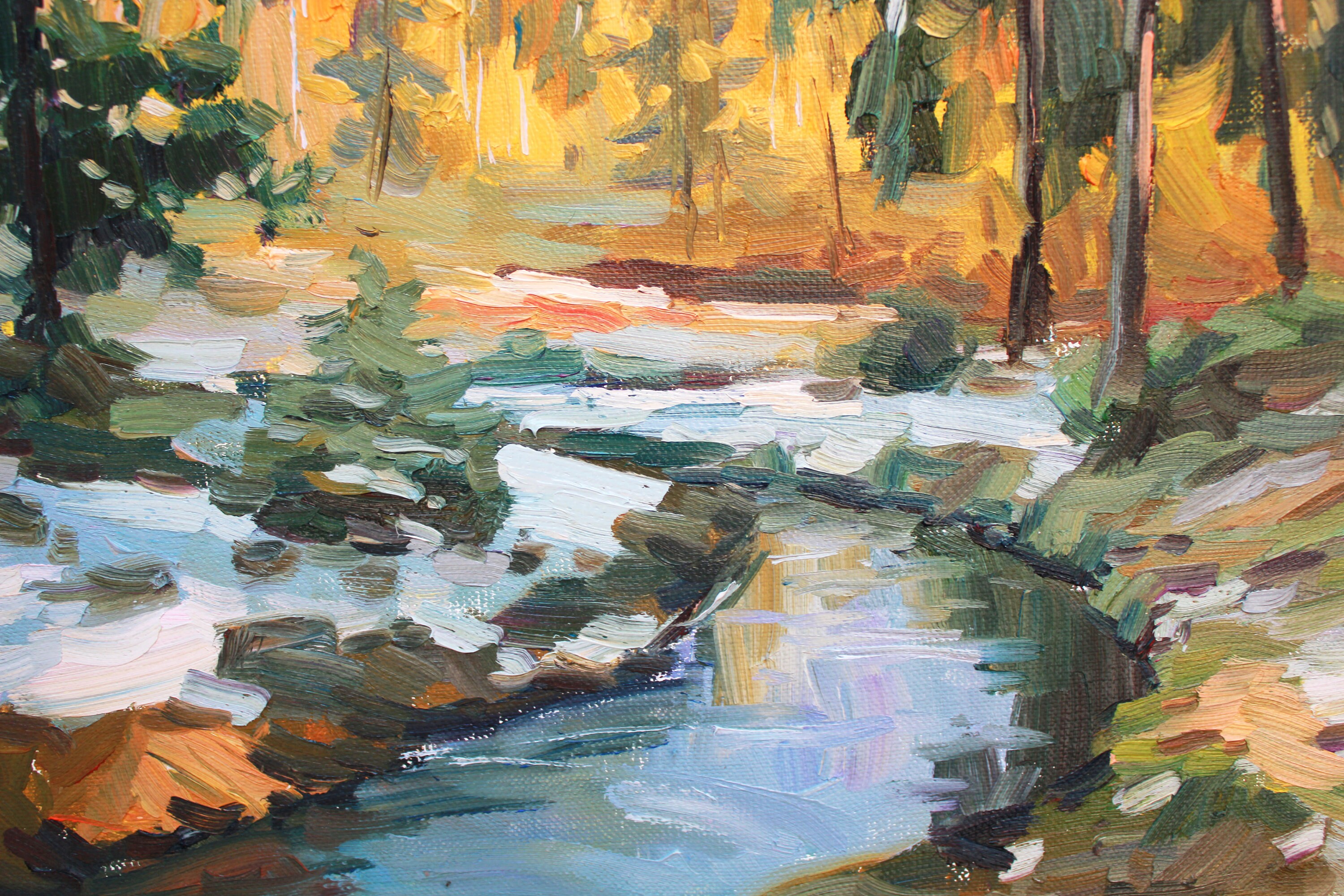 冬の油絵 川の絵 明るい絵 冬の森 戸外の絵 油絵 印象派 - Etsy 日本