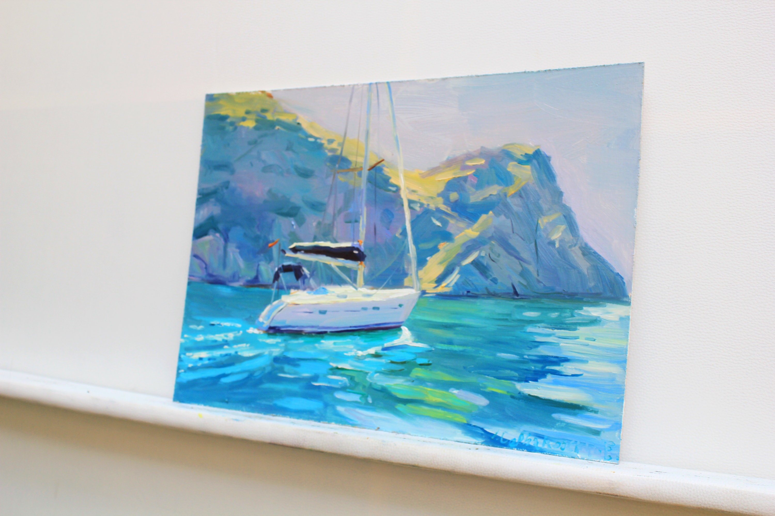 ヨットの絵画 ヨットアート 海の油絵 戸外の絵画 新築祝いの贈り物