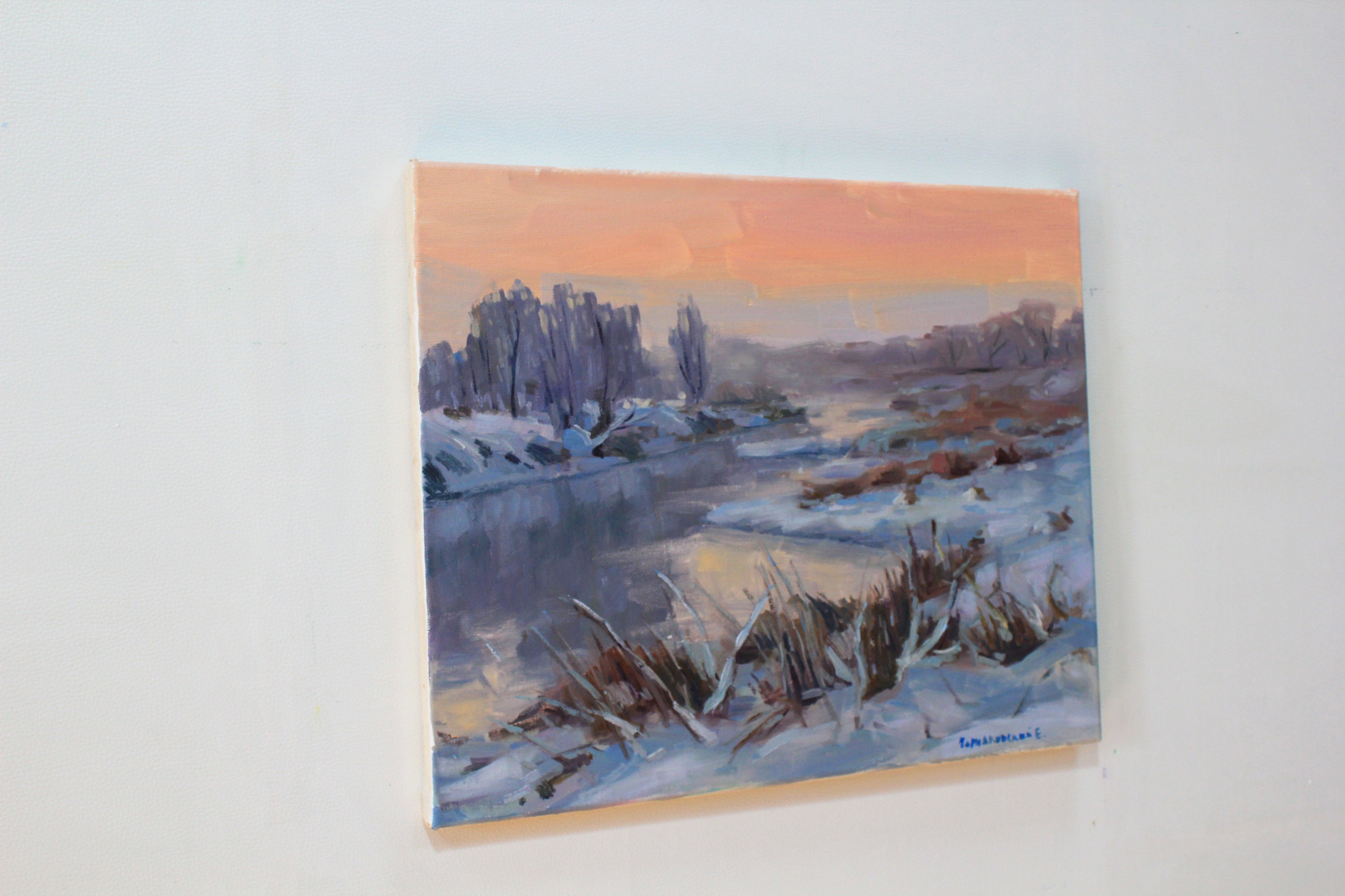 冬の油絵 川の絵 明るい絵 冬の森 戸外の絵 油絵 印象派 - Etsy 日本