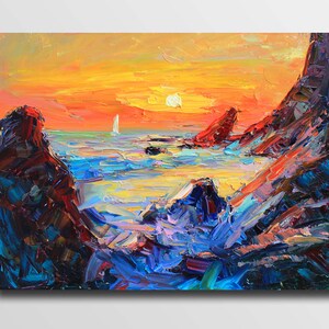 Sea Rocks Painting rocks Rocks For Painting Sea painting oil Painting rocks sea Impressionism oil Home decor vintage style