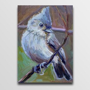 Bird painting - small oil painting, bird artwork bird lover gift, tropical bird art on canvas, wild bird art, bird watcher gift