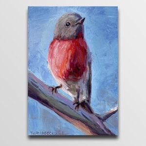 Birds Original bird painting Cheep paintings Animals Small art Bird oil painting Small painting Plein air painting