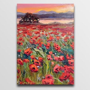 Red Poppy Painting poppies painting Poppy Artwork Poppy Wall Decor Red Poppy Flower Poppy field art
