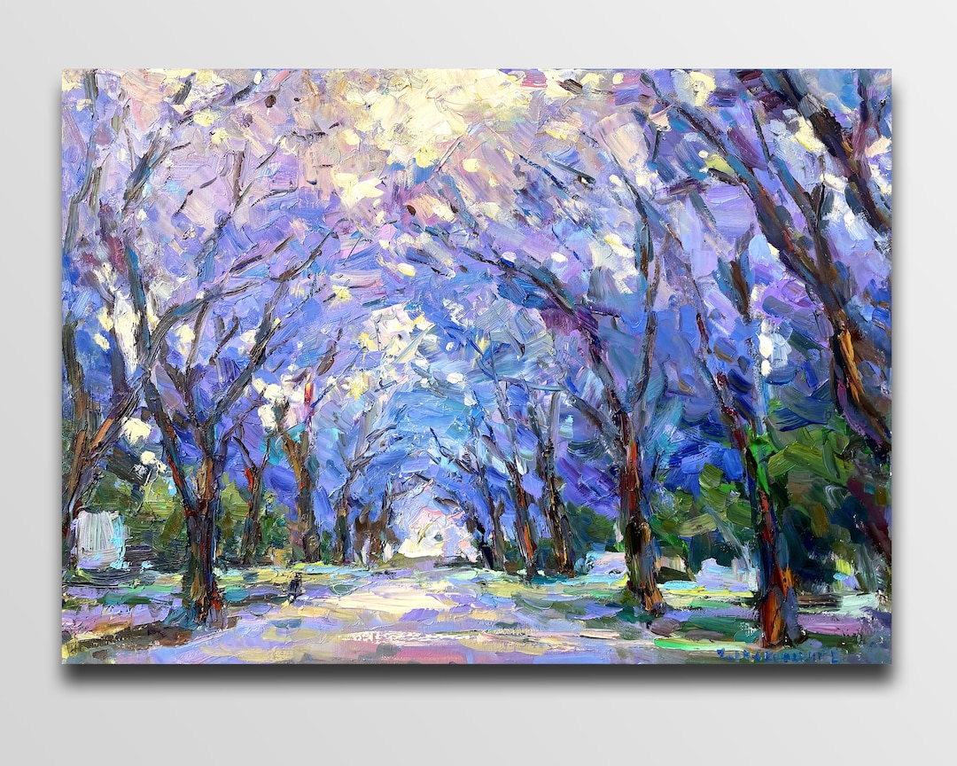 Flower Garden Painting Spring Trees Painting Blooming Spring Art Plein ...