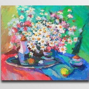 Daisy painting Floral still life Floral painting Bouquet painting Chamomile flowers Chamomile painting oil Original oil painting Still life