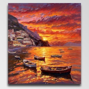 Amalfi Coast Oil Painting: Italian Cityscape Art, Evgeny Chernyakovsky