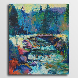 River Artwork River painting Riverscape Painting River Painting Oil Landscape painting Housewarming gift Plein air painting
