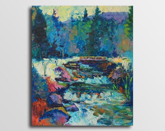 River Artwork River painting Riverscape Painting River Painting Oil Landscape painting Housewarming gift Plein air painting