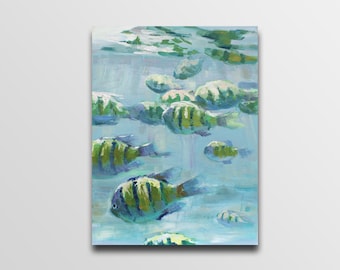 DEEP BLUE SEA, Marine Life Malerei, Aquatic Life Malerei, Unterwasser Malerei, Fisch Malerei, Aquarium Malerei, Museumsqualität Malerei