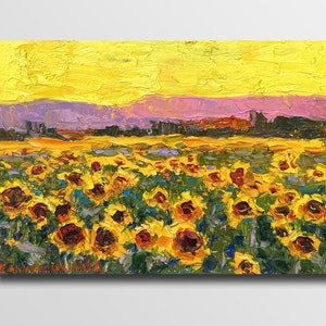 Sunflowers painting  Sunflower Artwork Sunflowers painting oil Flowers painting oil sunflowers wall art Housewarming gift