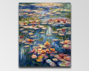 蓮の池オリジナル油絵「睡蓮」アート（8 x 10インチ） - Etsy 日本