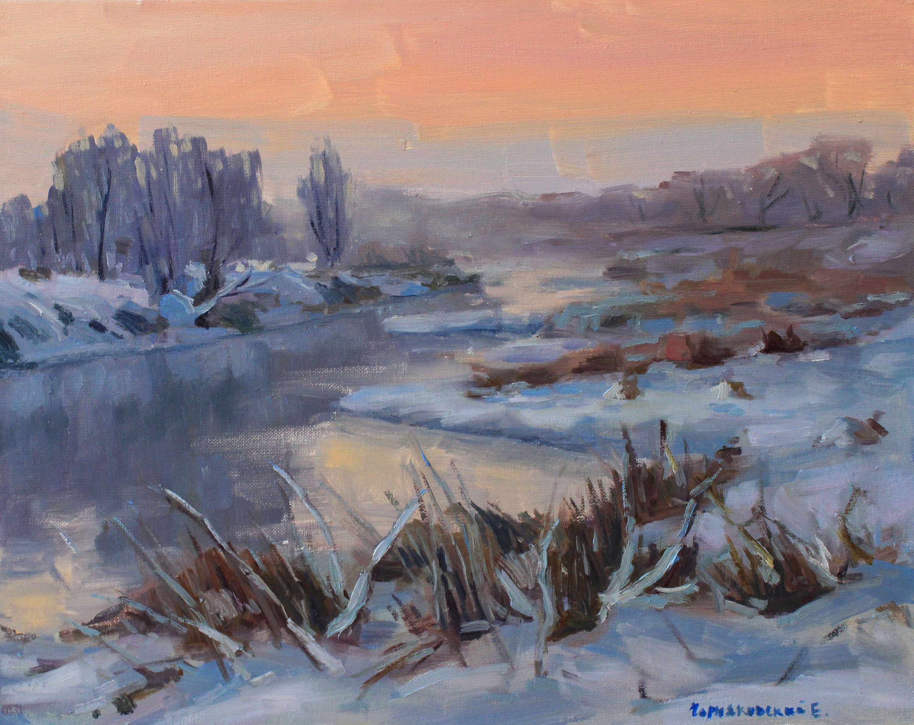 冬の油絵 川の絵 明るい絵 冬の森 戸外の絵 油絵 印象派 - Etsy 日本