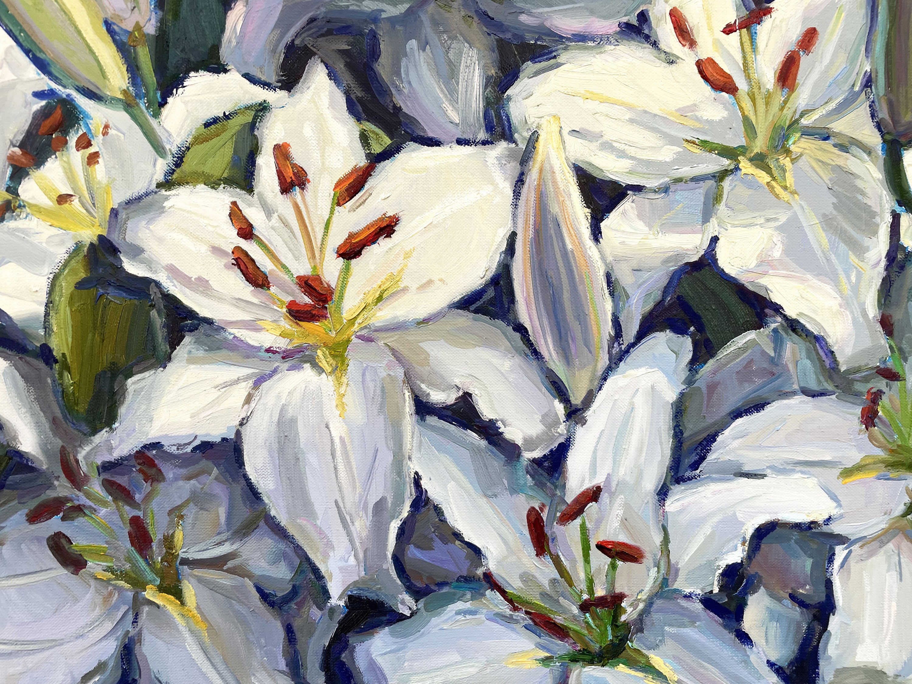 白いユリ 白いユリの花の絵画 ユリの芸術 花の静物画 蓮の絵