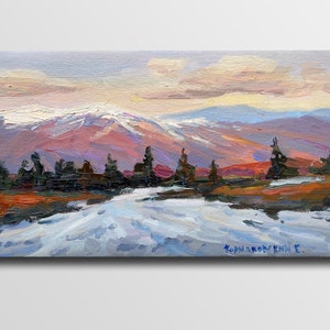 Winter oil painting Winter artwork Autumn painting Rocky mountains Rocky mountain art Autumn landscape Plein air painting Mountain artwork