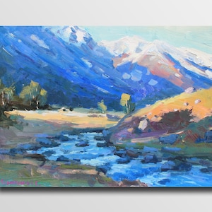 dawn river painting Sunrise Painting River Landscape River Painting Impressionism oil River Original Art