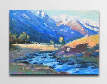 dawn river painting Sunrise Painting River Landscape River Painting Impressionism oil River Original Art