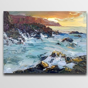 Sea Rocks Painting rocks Rocks For Painting Sea painting oil Painting rocks sea Impressionism oil Home decor vintage style