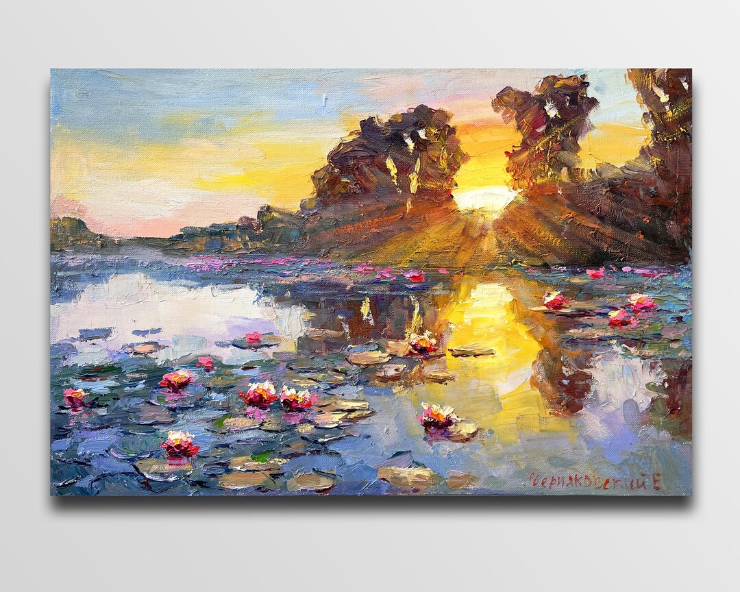 Seerose Gemälde Teich Gemälde Seerose Kunst Impressionismus Öl Fluss
