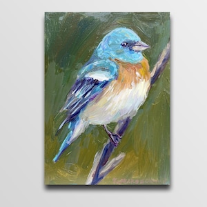 Birds Original bird painting Cheep paintings Animals Small art Bird oil painting Small painting Plein air painting