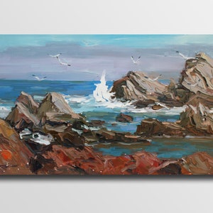 Sea Rocks Painting rocks Rocks For Painting Sea painting oil Painting rocks sea Impressionism oil Home decor vintage style