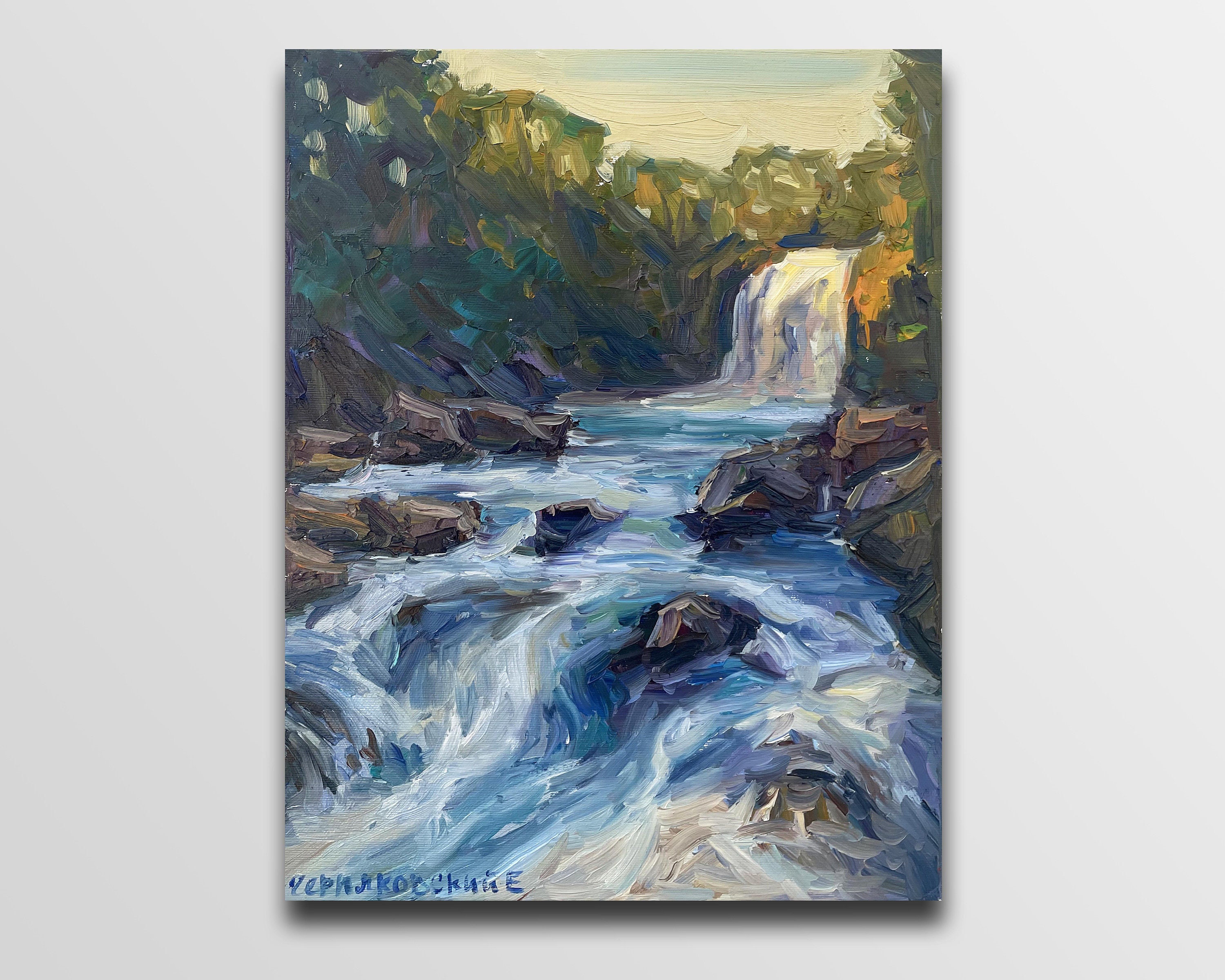 River painting oil Mountains oil Landscape Painting Plein art painting Housewarming gift Impressionism oil Original painting