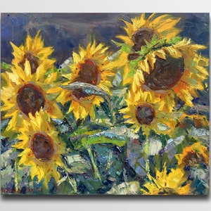 Sunflowers painting  Sunflower Artwork Sunflowers painting oil Flowers painting oil sunflowers wall art Housewarming gift