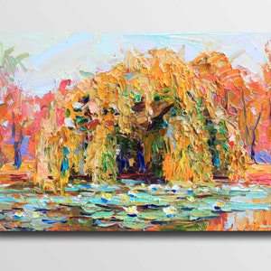 Water lily painting Pond Painting Water Lily Art Impressionism oil River painting oil Kitchen decor Lily flowers