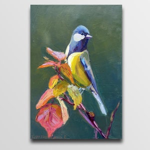 Birds Original bird painting Cheep paintings Animals Small art Bird oil painting Small painting Plein air painting