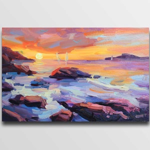 Sea Rocks Painting rocks Rocks For Painting Sea painting oil Painting rocks sea Impressionism oil Home decor vintage style