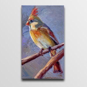 Bird painting - small oil painting, bird artwork bird lover gift, tropical bird art on canvas, wild bird art, bird watcher gift
