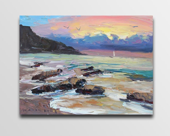海日の出絵 風景画 自然 海の絵 山の絵 夕日 アート パステル画