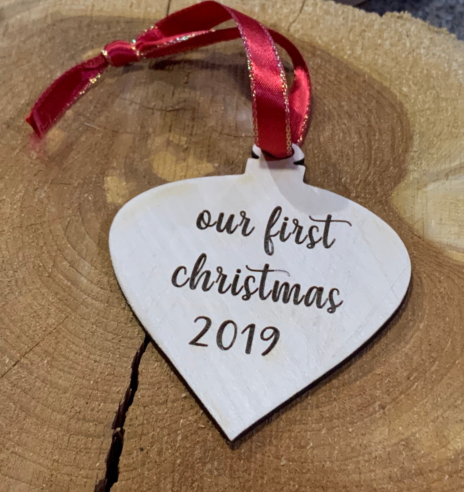 Personalized Wooden Ornament Our First Christmas Together Etsy