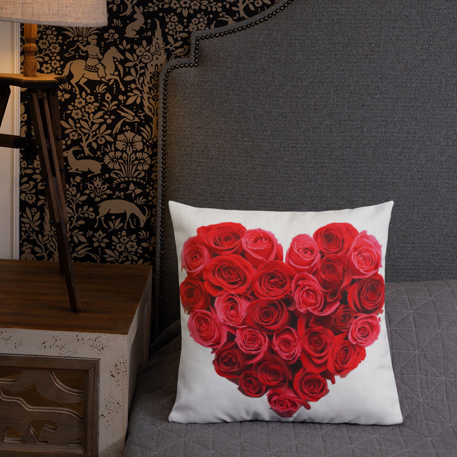 Red Heart shaped Pillow Rose Throw Pillow Red Throw Pillow | Etsy