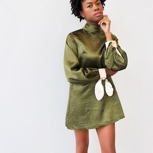 Satin turtleneck top clearance